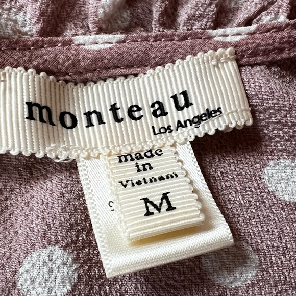 Monteau Los Angeles Short Sleeve Polka Dot Blouse - Picture 7 of 8